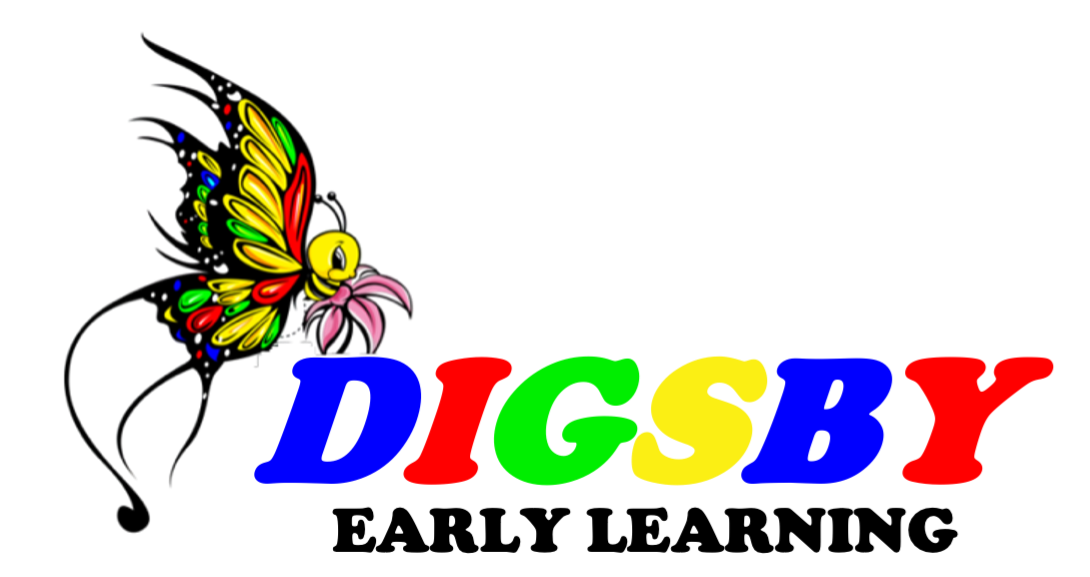 Digsby Early Learning logo, colorful butterfly with the DIGSBY wordmark
